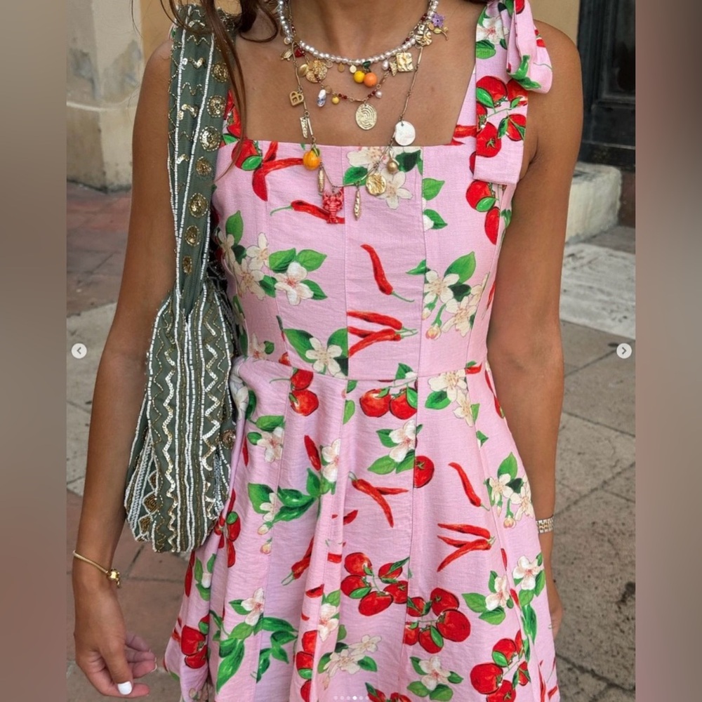 NWT ZARA Cherries Cherry Printed Short Dress Holiday Bloggers Fave - Picture 2 of 4